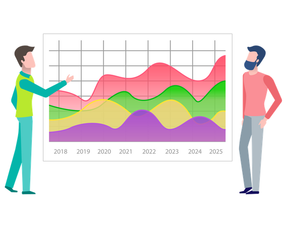 Equipo de marketing trabajando en análisis de datos.  Ilustración