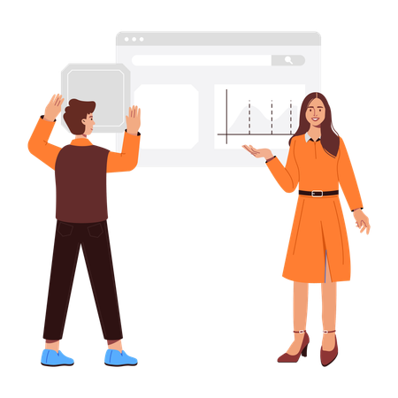 Equipo de mercado realizando análisis  Ilustración