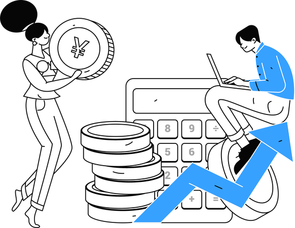 Equipo de negocios calculando transacciones financieras  Ilustración