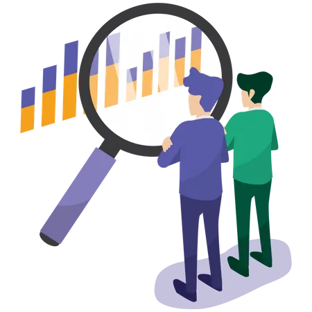 Equipo de negocios haciendo análisis de datos  Ilustración