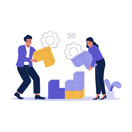 Equipo empresarial haciendo colaboración  Ilustración