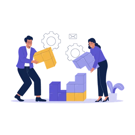 Equipo empresarial haciendo colaboración  Ilustración