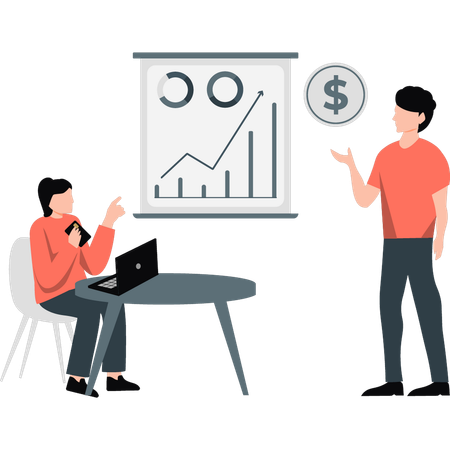 Equipo de negocios trabajando en conjunto mientras logran crecimiento financiero  Illustration