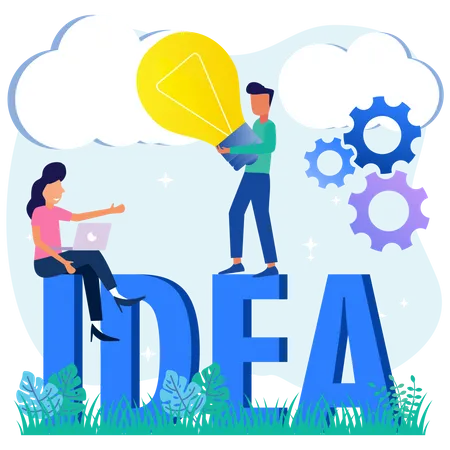 Equipo empresarial trabajando juntos en una idea de negocio  Ilustración