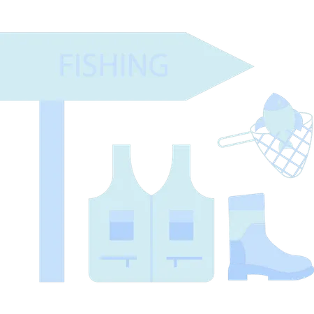 Letrero Que Muestra La Direccion De Pesca Ilustración