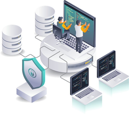 Equipo de procesamiento de datos del servidor de base de datos  Ilustración