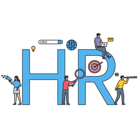 Equipo de RRHH empresarial trabajando en conjunto  Ilustración