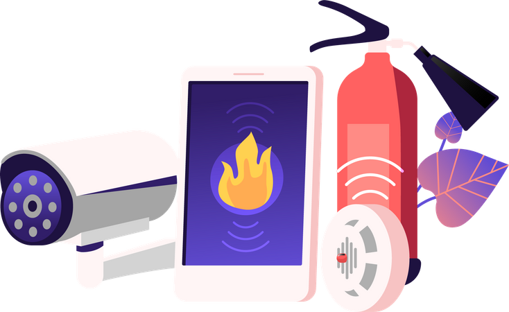 Equipo del sistema de seguridad contra incendios  Ilustración