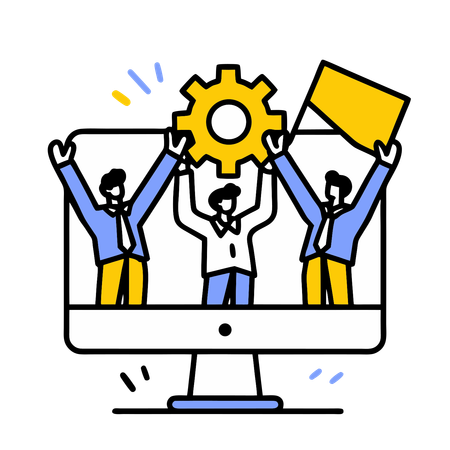 Equipo empresarial realizando gestión empresarial  Ilustración
