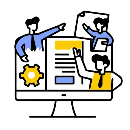 Equipo empresarial realizando gestión empresarial  Ilustración