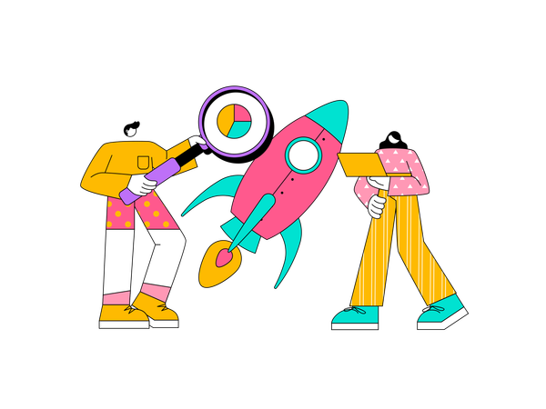 Equipo empresarial lanzando nuevo producto empresarial  Ilustración