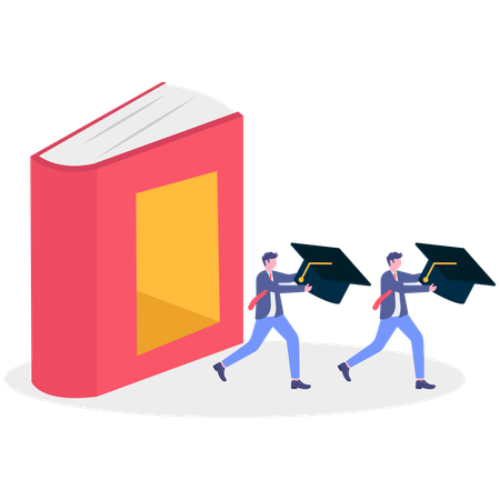 Equipo empresarial obteniendo su título de graduación  Ilustración