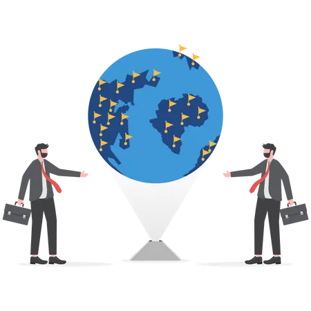 Investigación de planificación estratégica del equipo empresarial.  Ilustración