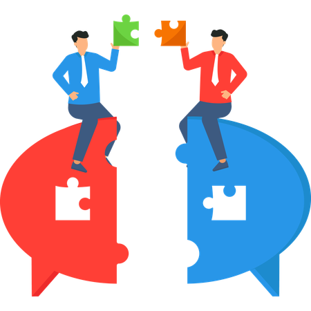 Equipo de negocios resolviendo rompecabezas de negocios  Ilustración
