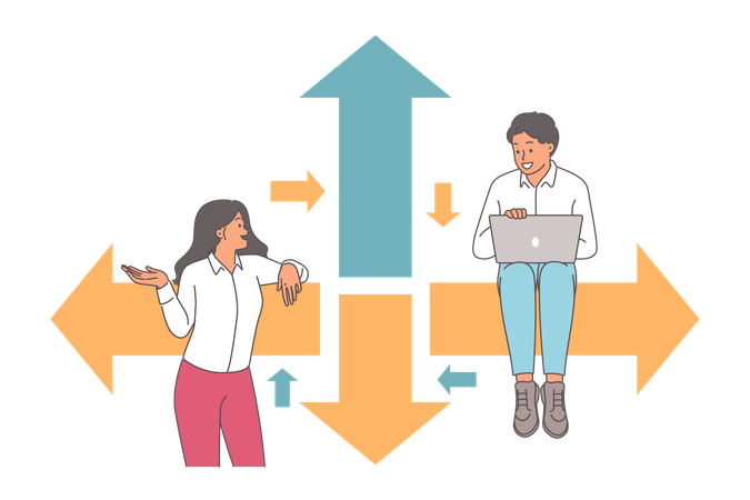 El equipo empresarial trabaja en conjunto para desarrollar la estrategia  Ilustración