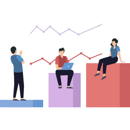 Equipo empresarial trabajando en el desarrollo empresarial.  Ilustración