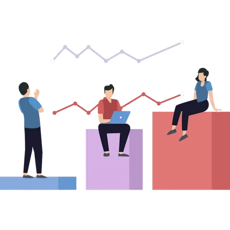 Equipo empresarial trabajando en el desarrollo empresarial.  Ilustración