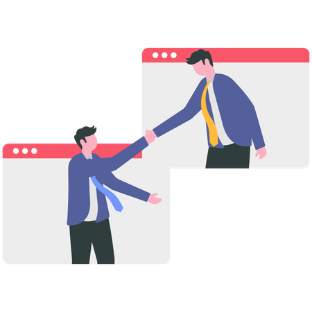 Equipo de negocios trabajando en línea  Ilustración
