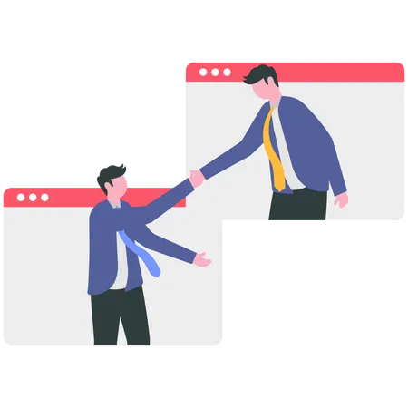 Equipo de negocios trabajando en línea  Ilustración