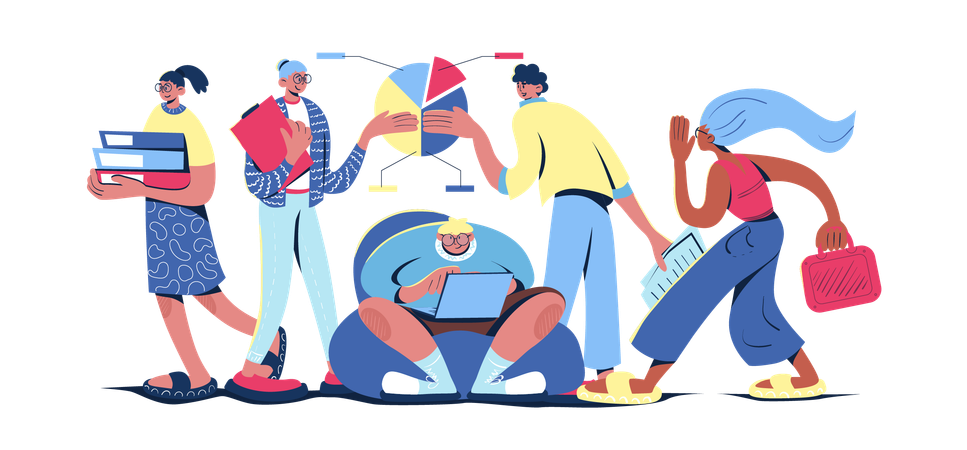 Equipo en busca de objetivos de negocio  Ilustración