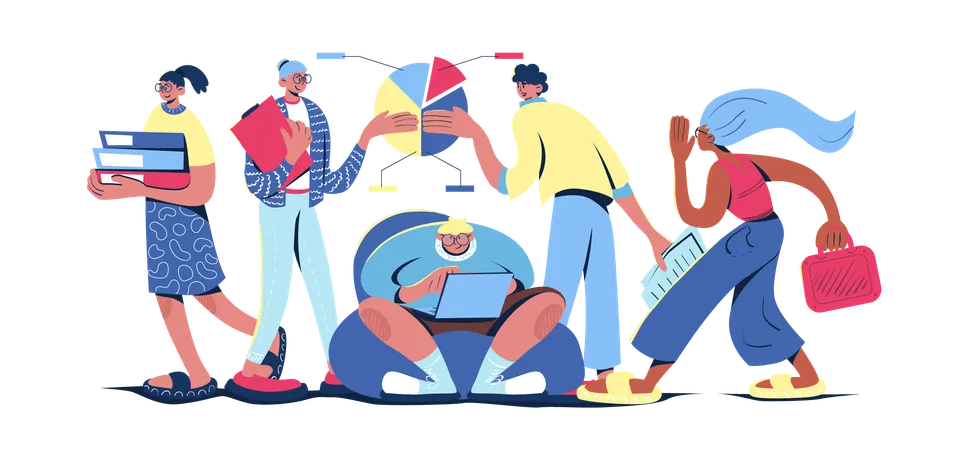 Equipo en busca de objetivos de negocio  Ilustración