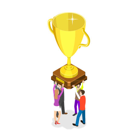 Equipo ganador, trabajo en equipo eficaz, liderazgo empresarial, proyecto exitoso  Ilustración