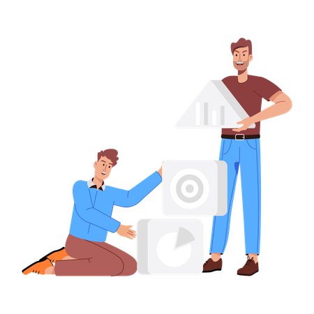 Equipo Realizando análisis financieros  Ilustración