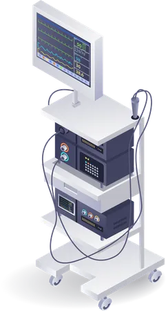 Sistema de paciente para endoscopia de equipos médicos.  Ilustración