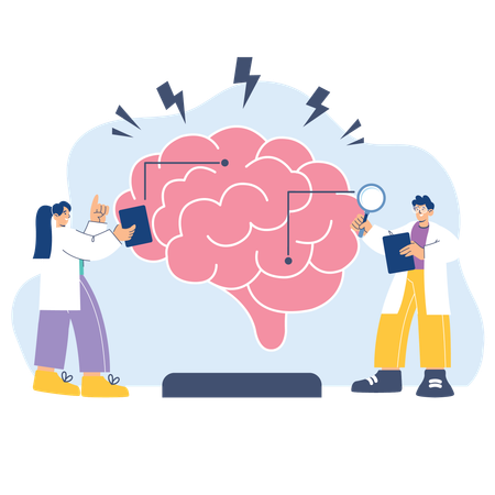 Investigación del equipo médico sobre salud mental.  Ilustración