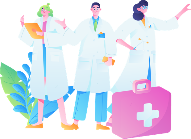 Equipo médico trabajando en pandemia de covid  Ilustración