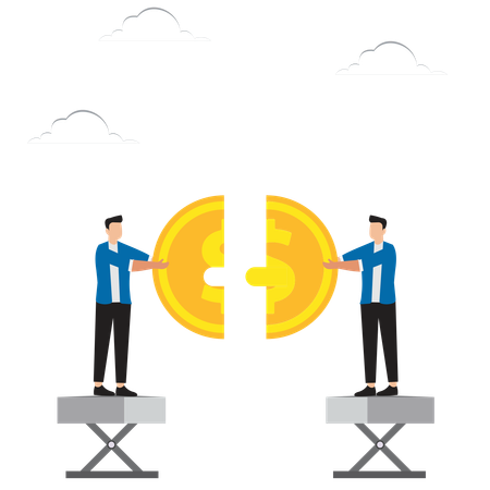 Moneda de dólar plegable en equipo  Ilustración