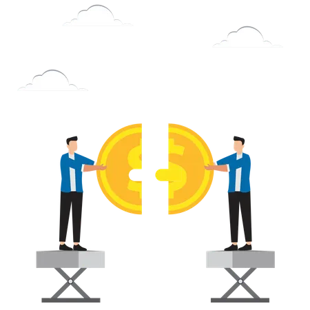 Moneda de dólar plegable en equipo  Ilustración