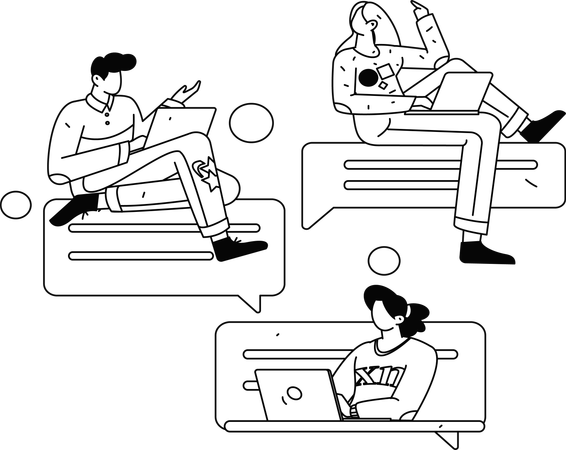 Equipo trabajando en marketing de referencia  Illustration
