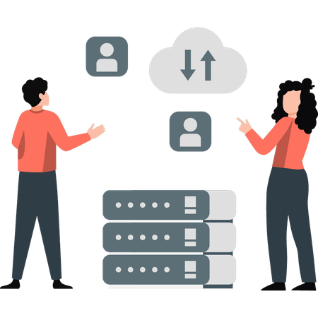 Transferencia de datos del equipo en la nube  Ilustración