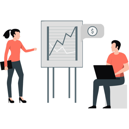 Equipo usando una computadora portátil en el trabajo  Illustration