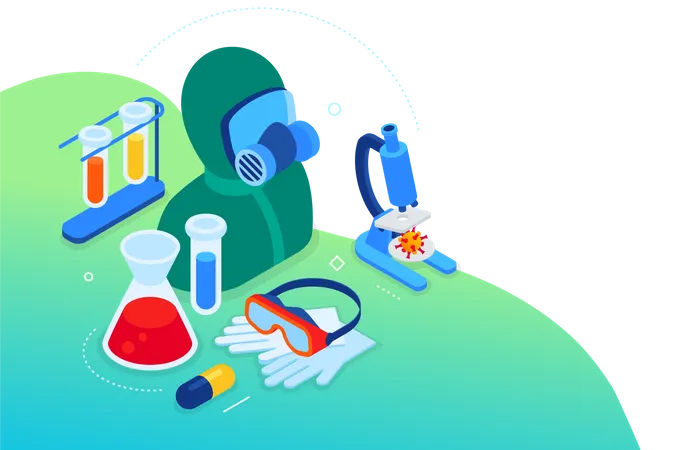 Equipos de laboratorio de coronavirus  Ilustración