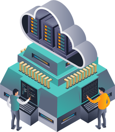 Equipos de mantenimiento de Big Data en entornos de servidores Cloud  Ilustración