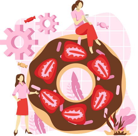 Erdbeer-Donut  Illustration