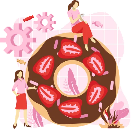 Erdbeer-Donut  Illustration