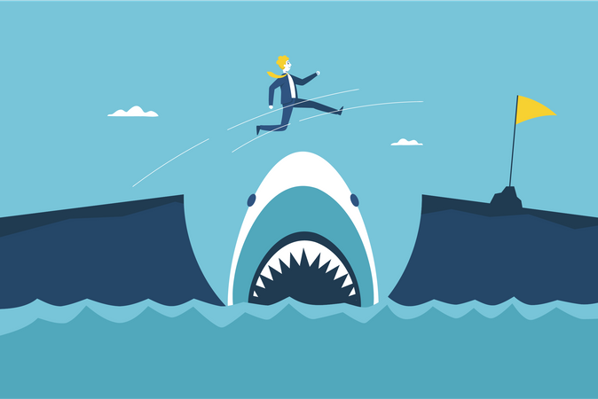 Erfolgreicher Unternehmer geht geschäftliche Risiken ein  Illustration