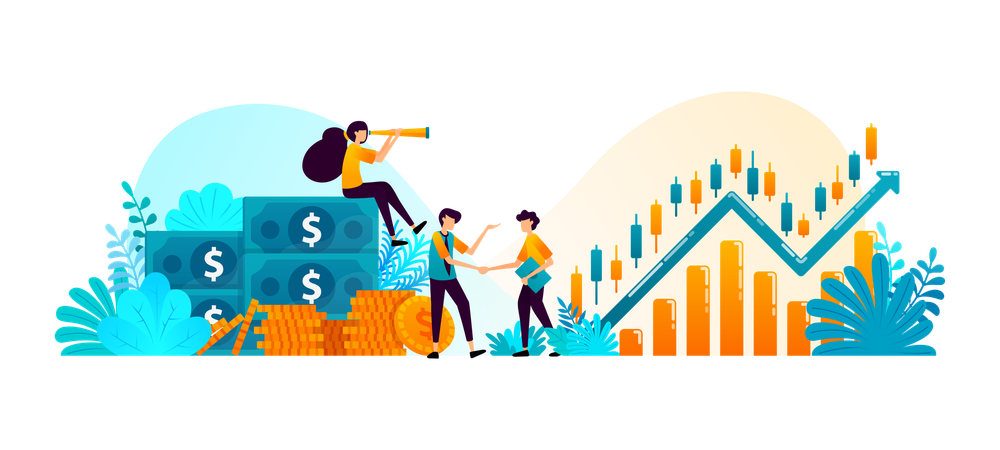 Steigern Sie das Vermögen von Finanzinvestoren durch marktorientierte Anlagemöglichkeiten mit Finanz- und Investmentmanagern  Illustration