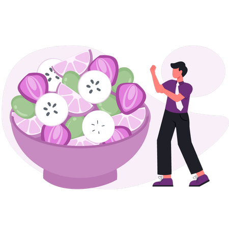 Ernährungsberaterin zeigt gesunde Ernährung  Illustration