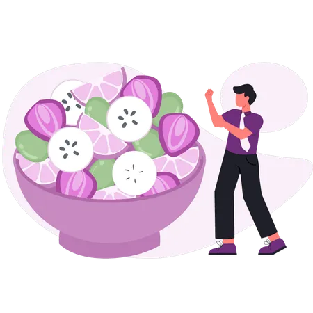 Ernährungsberaterin zeigt gesunde Ernährung  Illustration