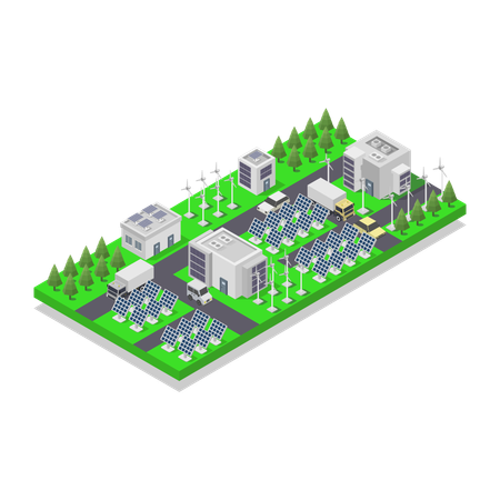 Anlage zur Nutzung erneuerbarer Energien  Illustration