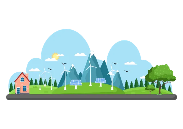 Erneuerbare Energieversorgung  Illustration