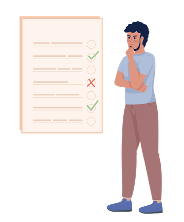Ernster bärtiger Mann macht To-Do-Liste  Illustration