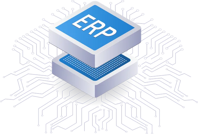 ERP business network technology  イラスト