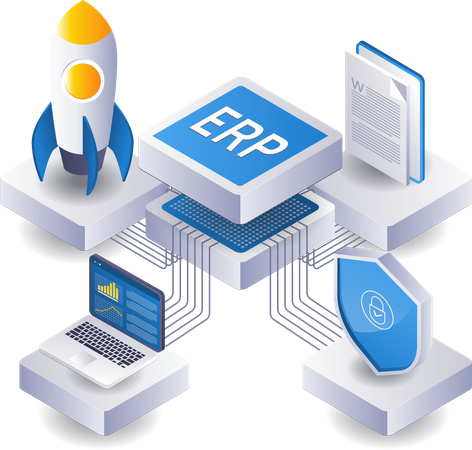 Tecnología de red empresarial ERP  Ilustración