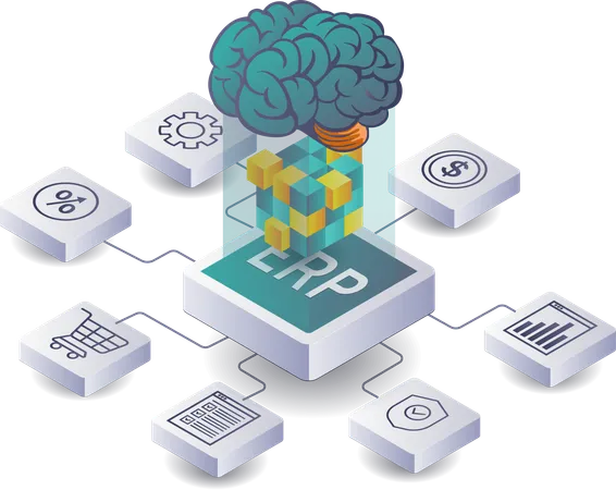 ERP Database Network for Business Development  Illustration