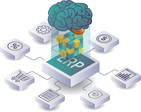 ERP-Datenbanknetzwerk für die Geschäftsentwicklung  Illustration